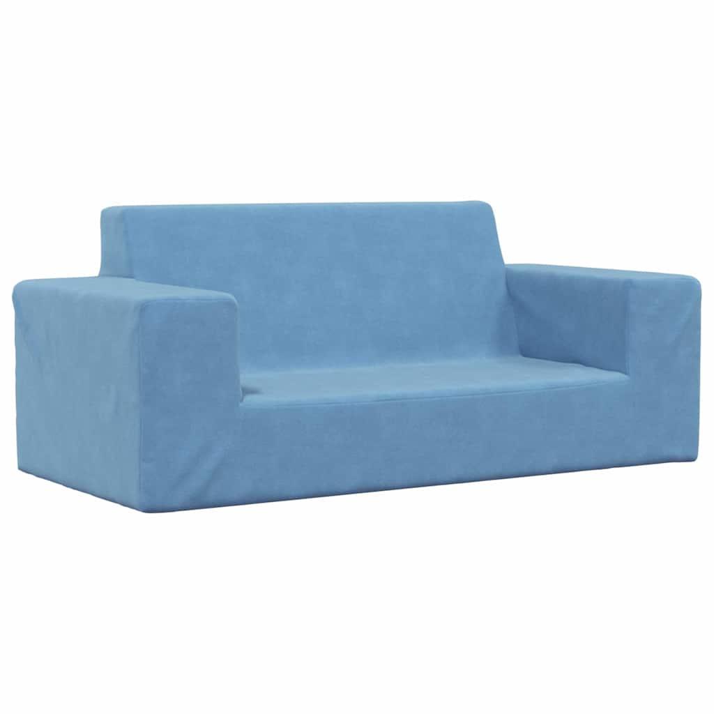 2-personers sofa til børn blødt plys blå