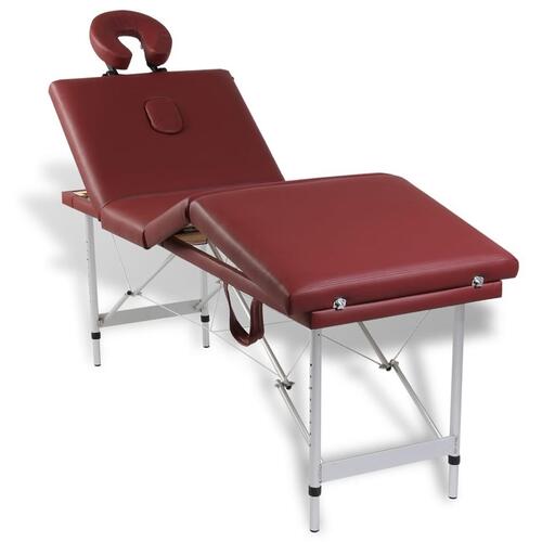 Sammenfoldeligt massagebord med aluminiumsstel 4 zoner rød