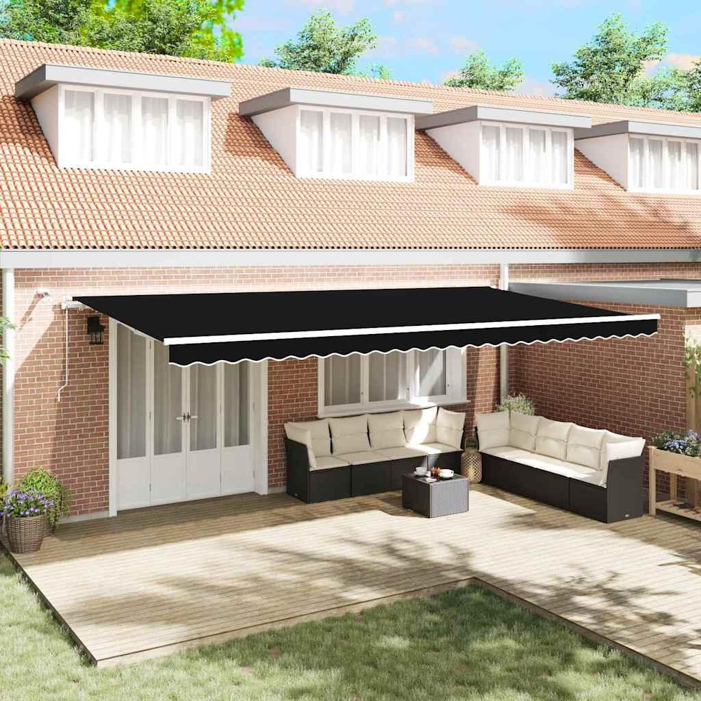 Utrækkelig Markise Sort 600 × 300 cm Stof og Metal