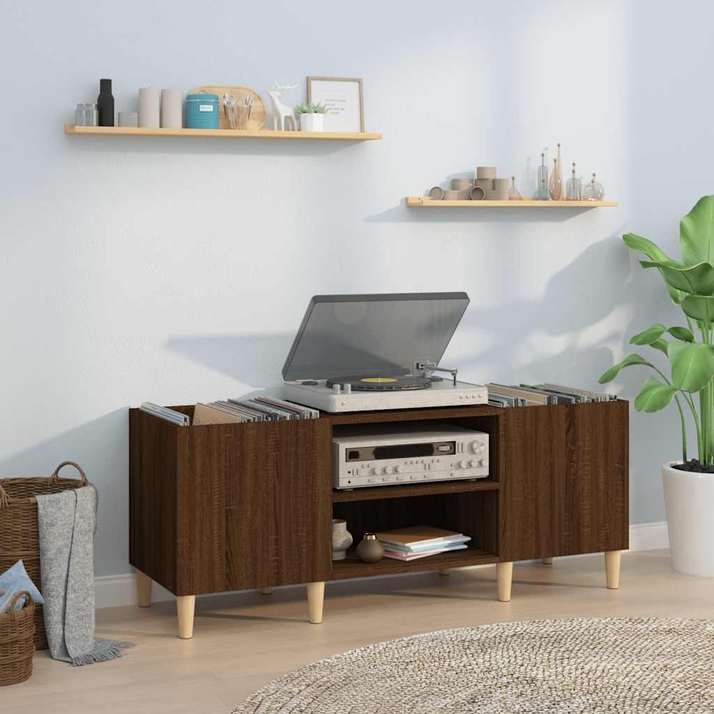 Vinylskab 121×38×48 cm i konstrueret træ - brun egetræsfarve