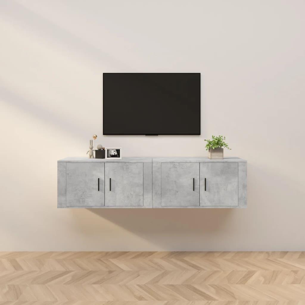 Væghængte tv-skabe 2 stk. 80x34,5x40 cm betongrå