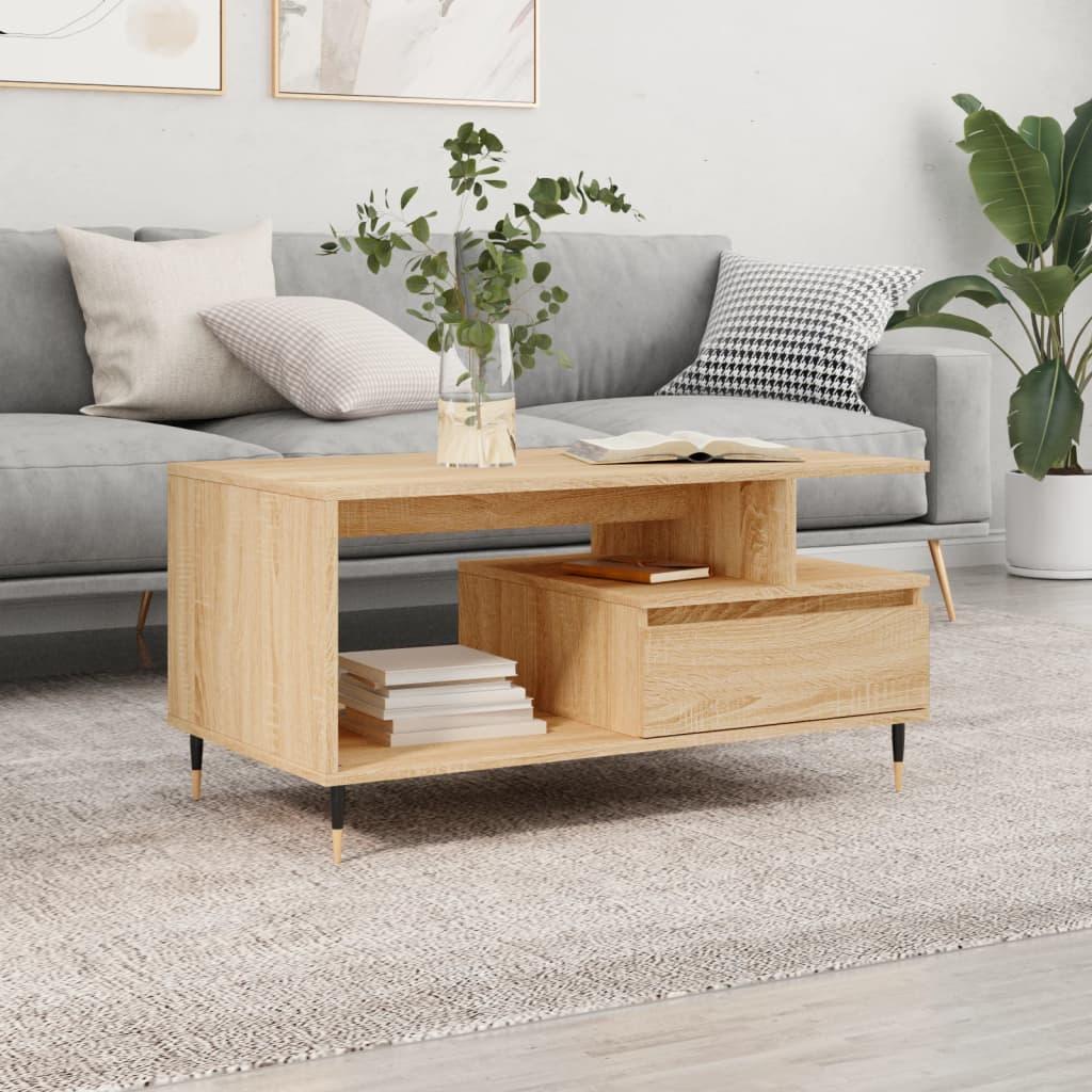 Sofabord 90x49x45 cm konstrueret træ sonoma-eg