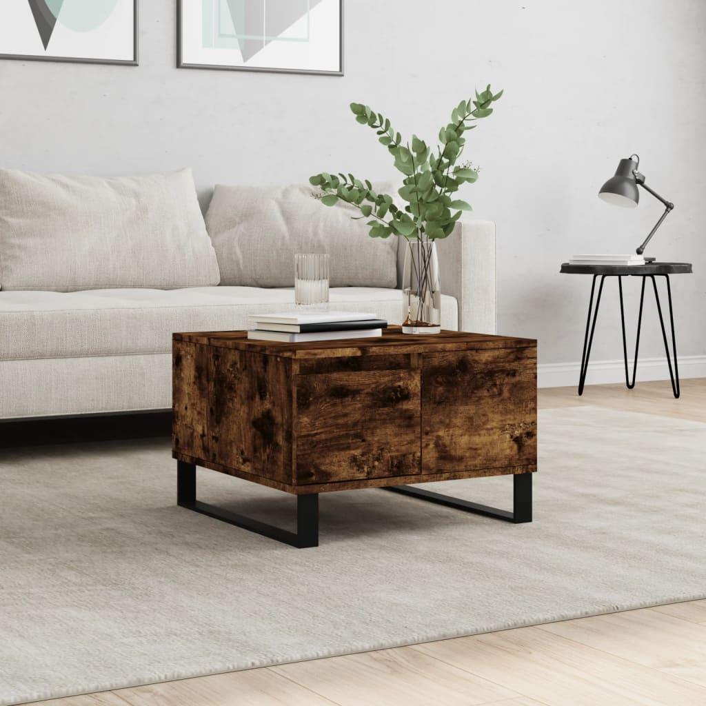 Sofabord 55x55x36,5 cm konstrueret træ røget egetræsfarve