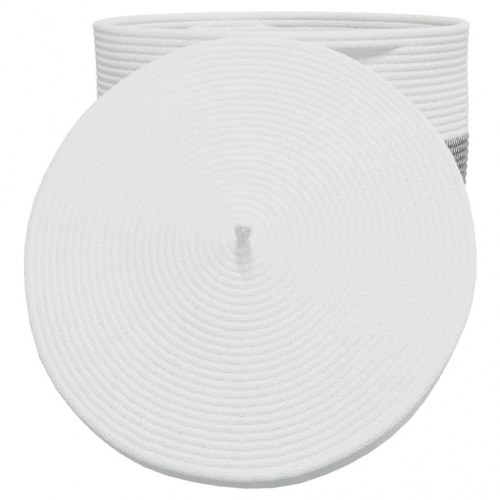 Opbevaringskurv med låg Ø40x35 bomuld hvid og sort