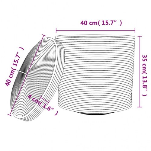 Opbevaringskurv med låg Ø40x35 bomuld hvid og sort