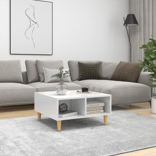 Sofabord 60x60x30 cm konstrueret træ hvid højglans