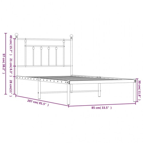 Sengeramme med sengegavl 80×200 cm - metal, hvid