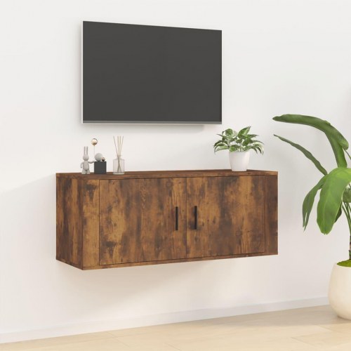 Væghængt tv-skab 100×34,5×40 cm - røget egetræ