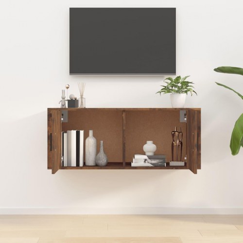 Væghængt tv-skab 100×34,5×40 cm - røget egetræ