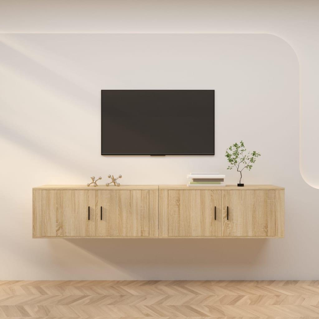 Væghængte tv-skabe 2 stk. 100x34,5x40 cm sonoma-eg