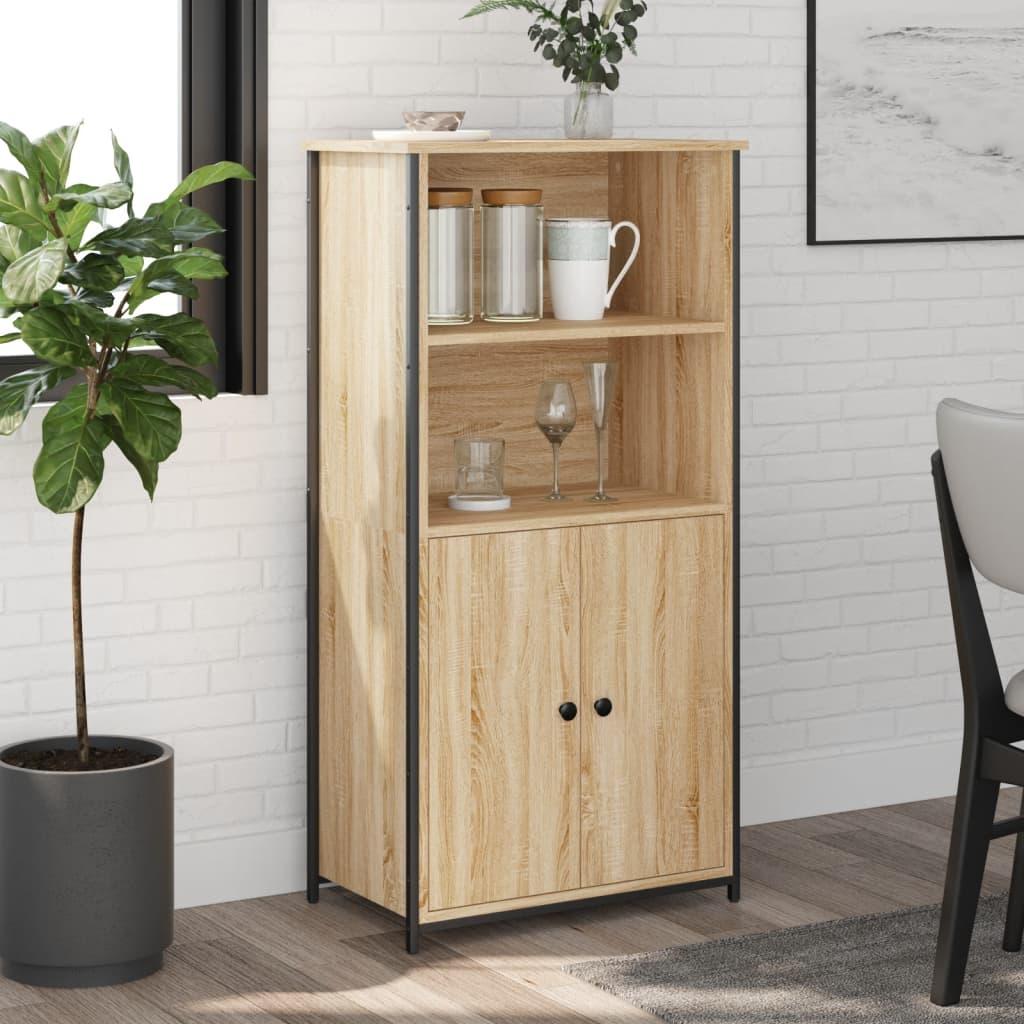 Højskab 62×36×121,5 cm i sonoma-eg - metalstel, skænk med hylder