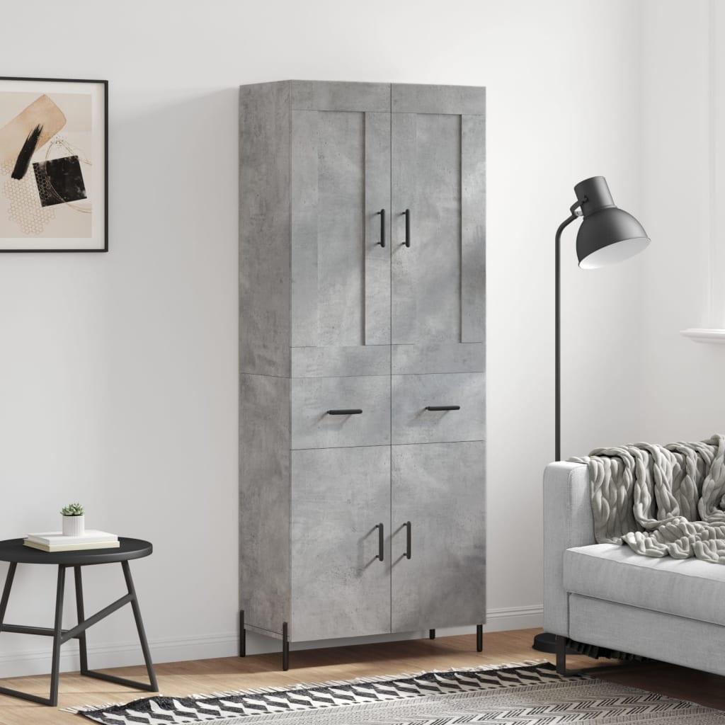Højskab i konstrueret træ 69,5×34×180 cm - betongrå