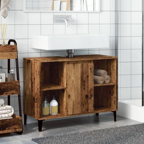 Underskab til håndvask 80×33×60 cm - konstrueret træ, antikt træ