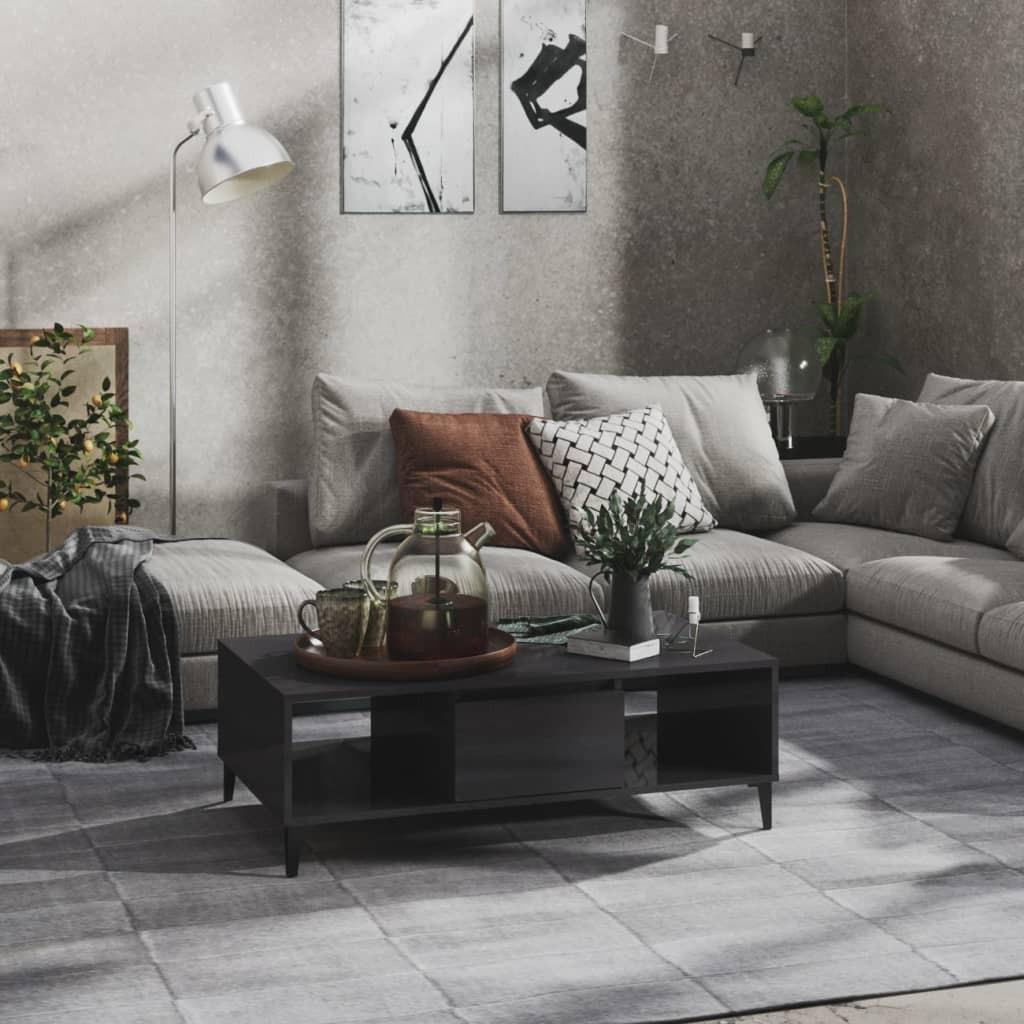 Sofabord 103,5x60x35 cm spånplade grå højglans