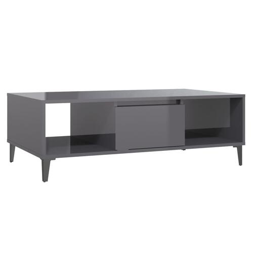 Sofabord 103,5x60x35 cm spånplade grå højglans