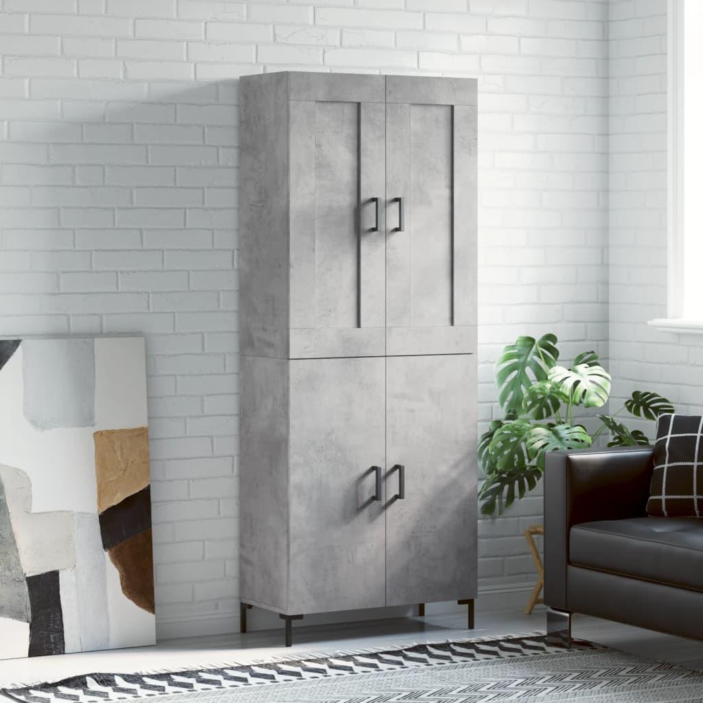 Højskab 69,5x34x180 Cm Konstrueret Træ - Betongrå / 2 låger