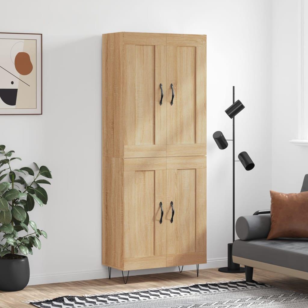 Højskab 69,5x34x180 Cm Konstrueret Træ - Sonoma-eg / 2 trælåger