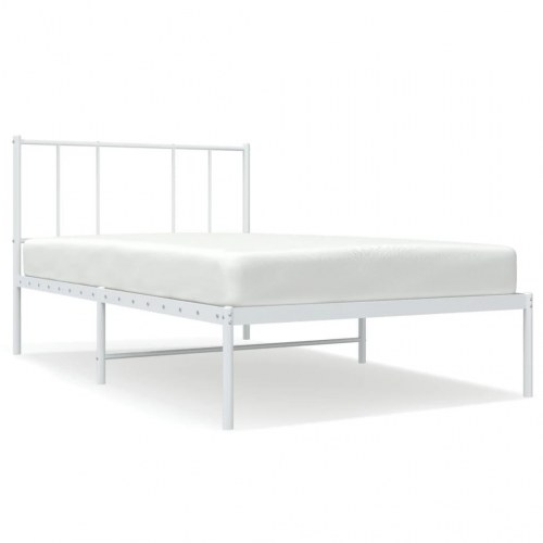 Sengeramme med sengegavl 90×200 cm - metal, hvid