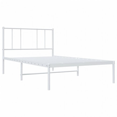 Sengeramme med sengegavl 90×200 cm - metal, hvid