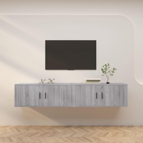 Væghængte tv-skabe, 2 stk. - 100×34,5×40 cm, grå sonoma-eg