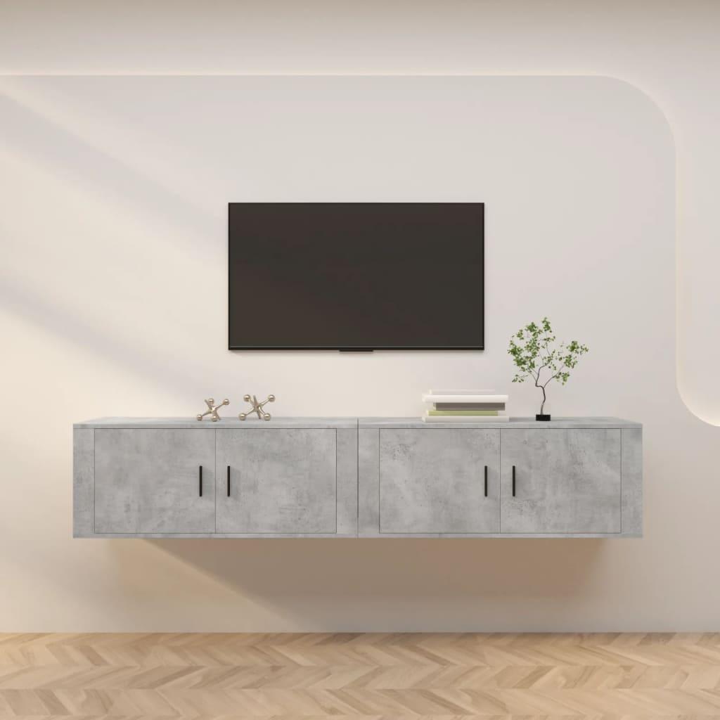 Væghængte tv-skabe 2 stk. 100x34,5x40 cm betongrå