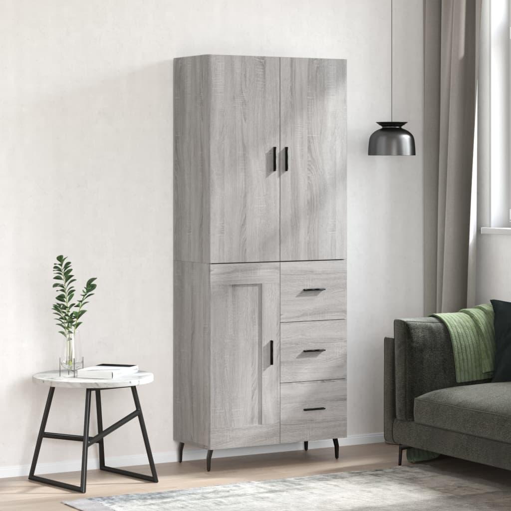 Højskab 69,5x34x180 cm konstrueret træ grå sonoma-eg