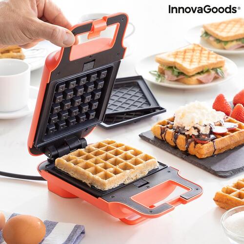 2-i-1 vaffel- og sandwichmaskine med opskrifter Wafflicher InnovaGoods