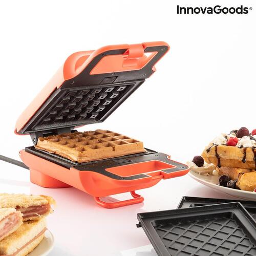 2-i-1 vaffel- og sandwichmaskine med opskrifter Wafflicher InnovaGoods