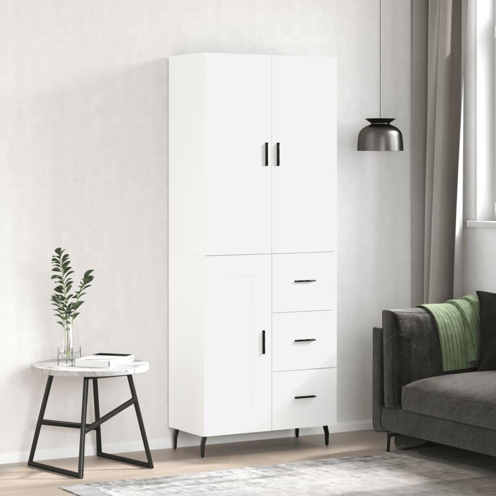 Højskab 69,5x34x180 cm konstrueret træ hvid