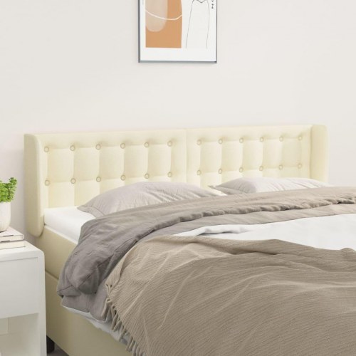 Sengegavl med kanter 147 x 16 x 78/88 cm - cremefarvet