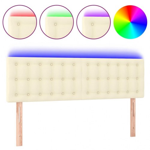 Sengegavl med LED-lys 144 x 5 x 78/88 cm - cremefarvet