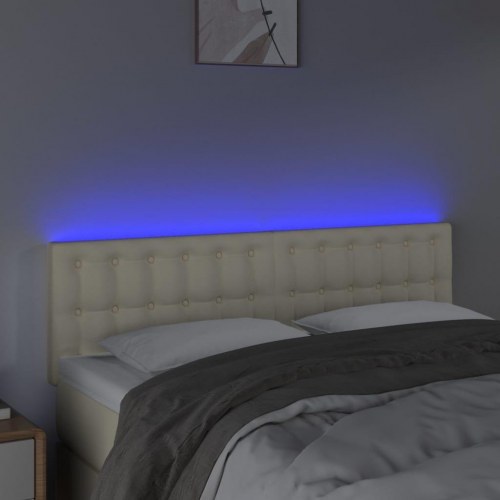 Sengegavl med LED-lys 144 x 5 x 78/88 cm - cremefarvet