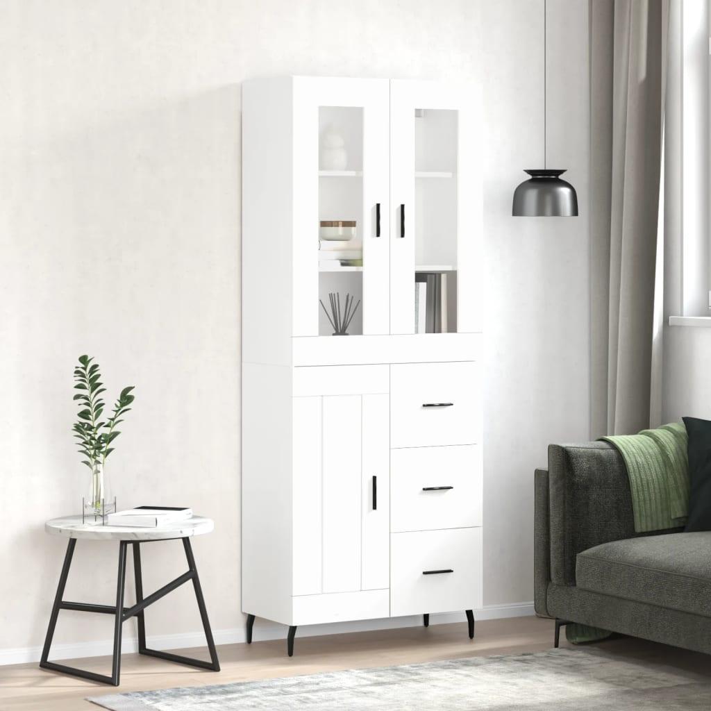 Højskab 69,5x34x180 cm konstrueret træ hvid