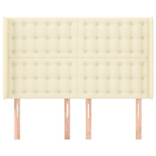 Sengegavl med kanter 147 x 16 x 118/128 cm - cremefarvet