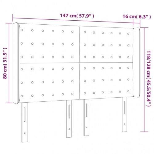 Sengegavl med kanter 147 x 16 x 118/128 cm - cremefarvet