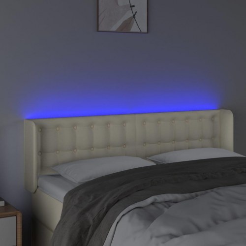 Sengegavl med LED-lys 147 x 16 x 78/88 cm - cremefarvet