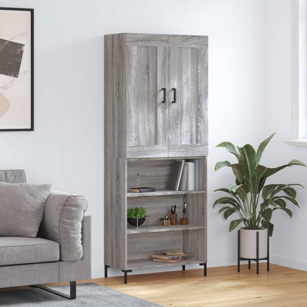 Højskab 69,5x34x180 Cm Konstrueret Træ - Grå sonoma-eg / 3 hylder