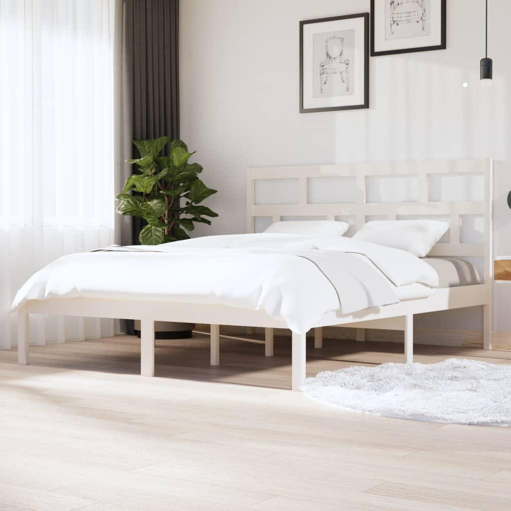 vidaXL sengeramme 180x200 cm Super King massivt træ hvid