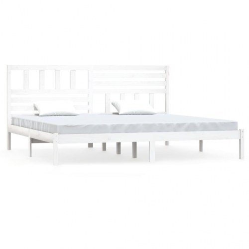 Sengeramme uden madras 180x200 cm massivt fyrretræ hvid
