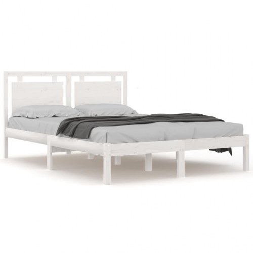 Sengestel 180x200 cm Super King massivt fyrretræ hvid