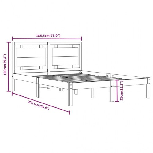 Sengestel 180x200 cm Super King massivt fyrretræ hvid
