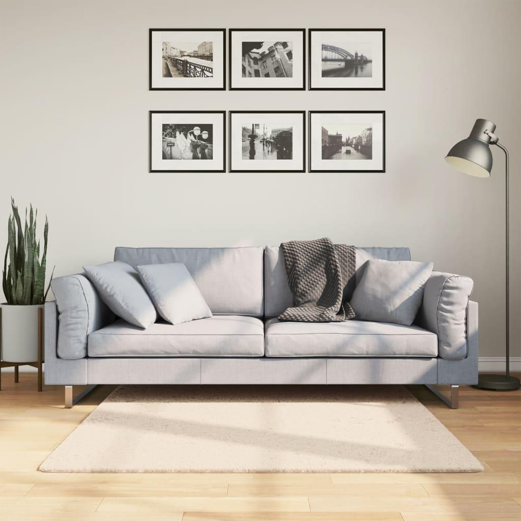 Gulvtæppe HUARTE 120x120 cm kort luv og vaskbart beige