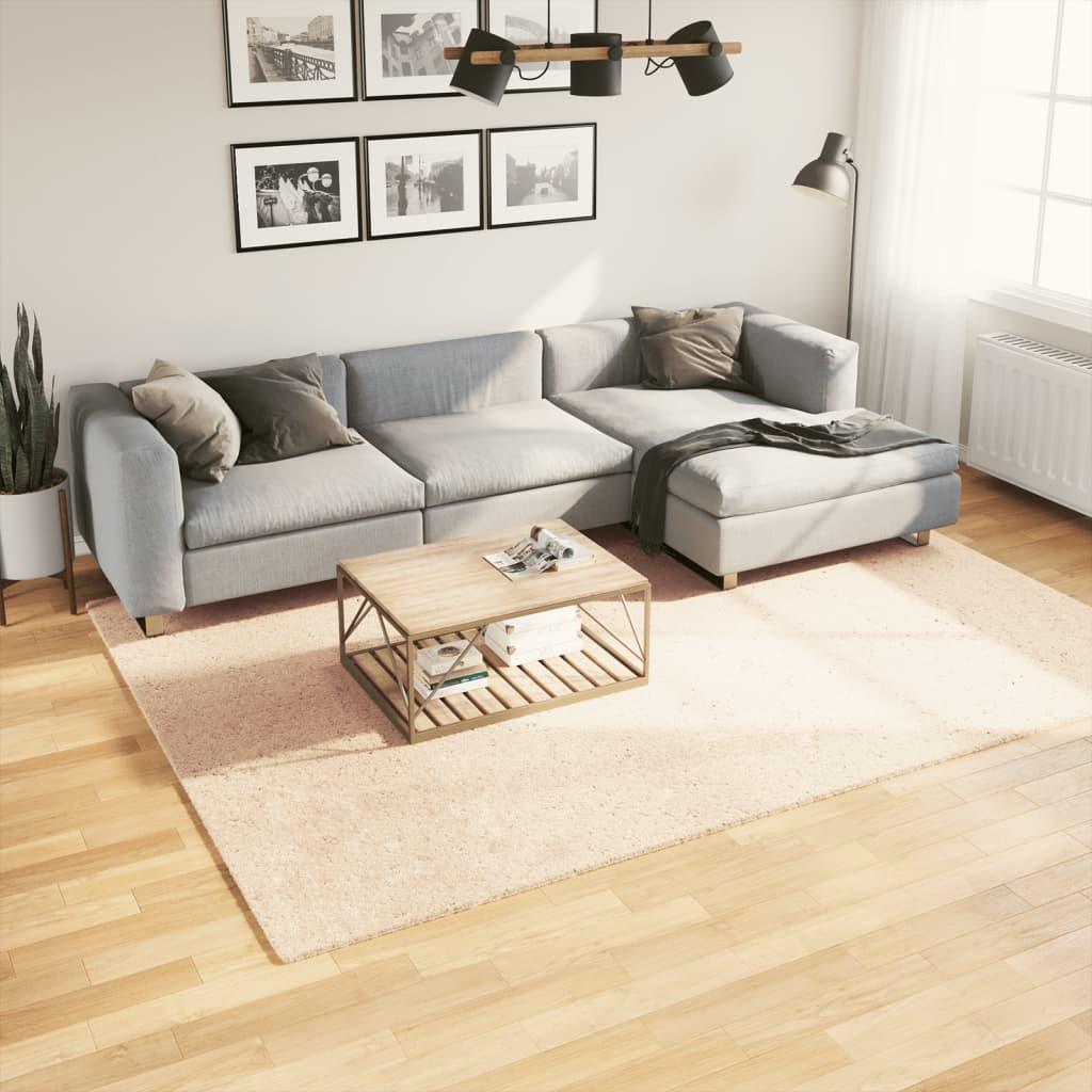 Gulvtæppe HUARTE 200x280 cm kort luv og vaskbart beige