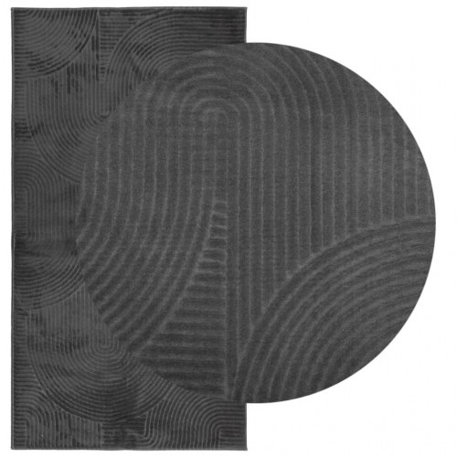 Gulvtæppe IZA 80×150 cm - kort luv, skandinavisk look, antracitgrå