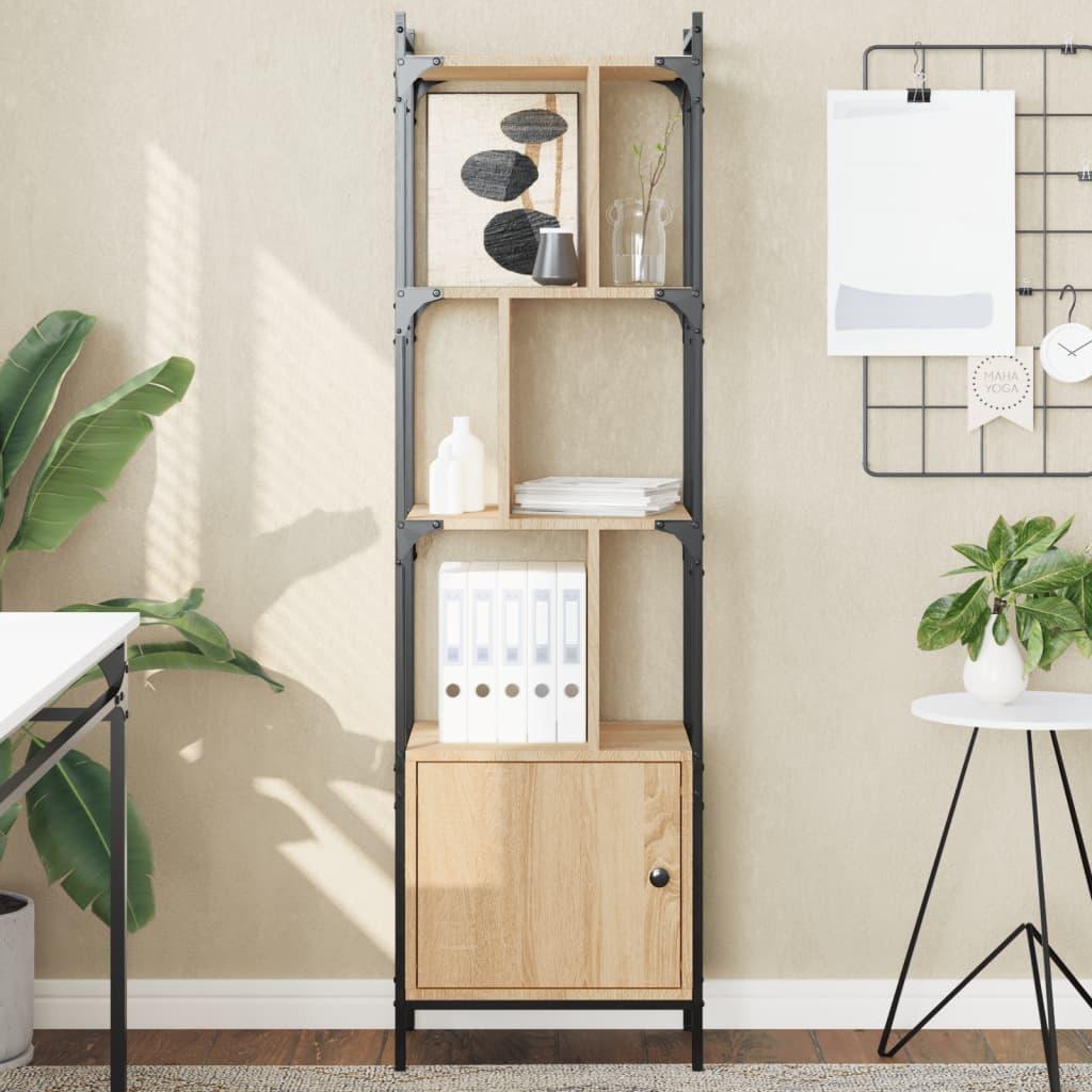 Bogreol med låge 44,5×30×154,5 cm - konstrueret træ i sonoma-eg