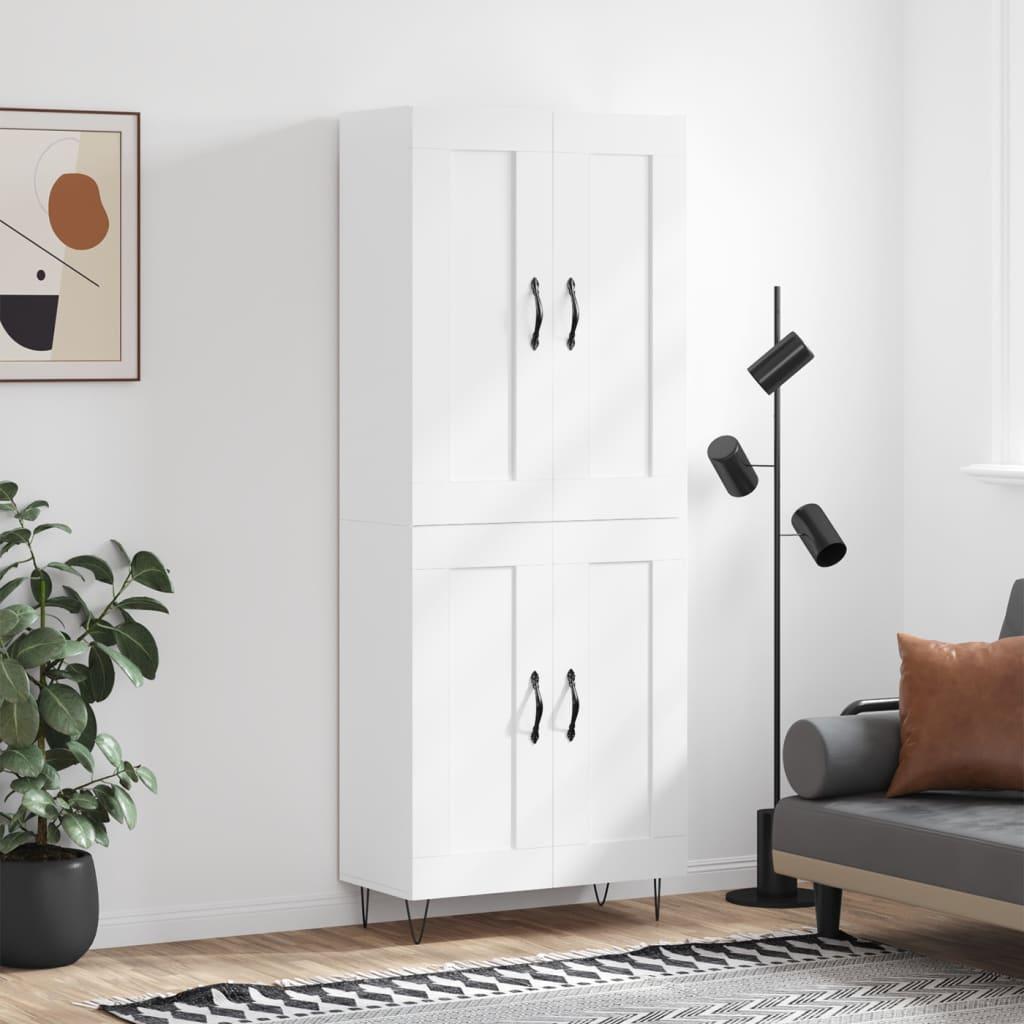 Højskab 69,5x34x180 Cm Konstrueret Træ - Hvid / 2 trælåger