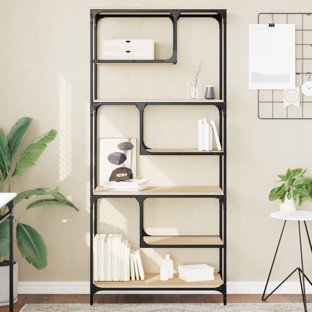 Bogreol 81×36×176 cm i konstrueret træ - sonoma-eg