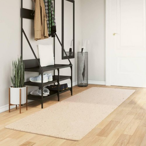 Gulvtæppe HUARTE 80×250 cm - kort luv, vaskbart, beige