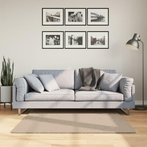 Gulvtæppe HUARTE 120×120 cm - kort luv, vaskbart, sandfarvet