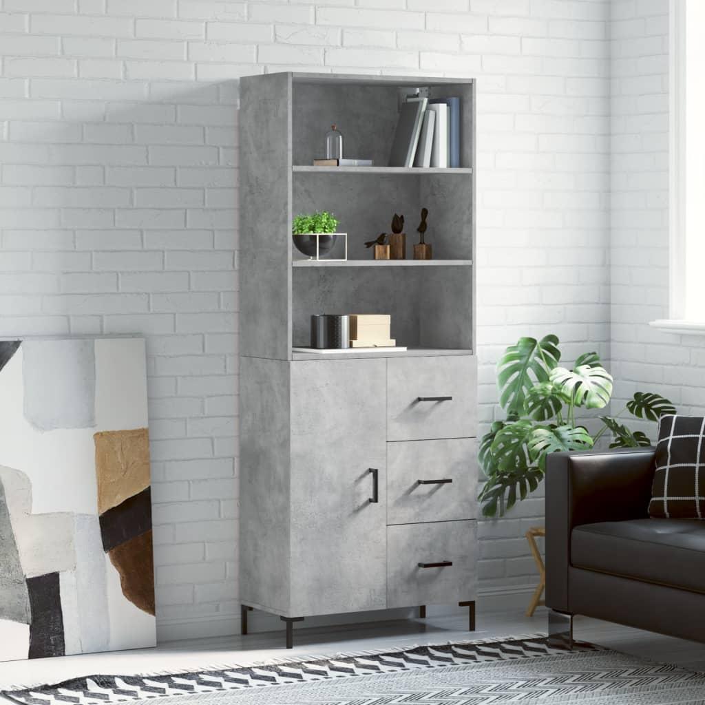 Højskab i konstrueret træ 69,5×34×180 cm - betongrå